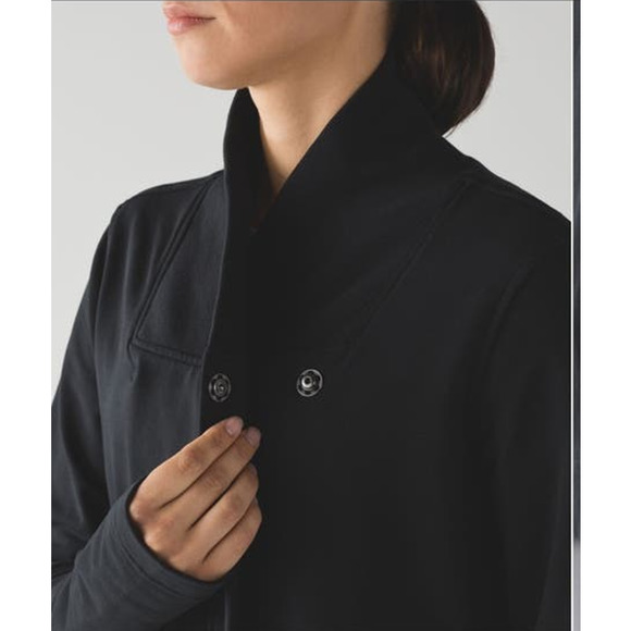 Lululemon Belle Wrap Asymmetrical Jacket Black French Terry Cardigan Size Dot 8 - Picture 7 of 16